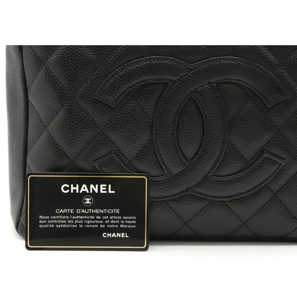 Chanel PST Matelasse Coco Mark Chain Tote Bag Caviar Skin Black Gold - Picture 7 of 7
